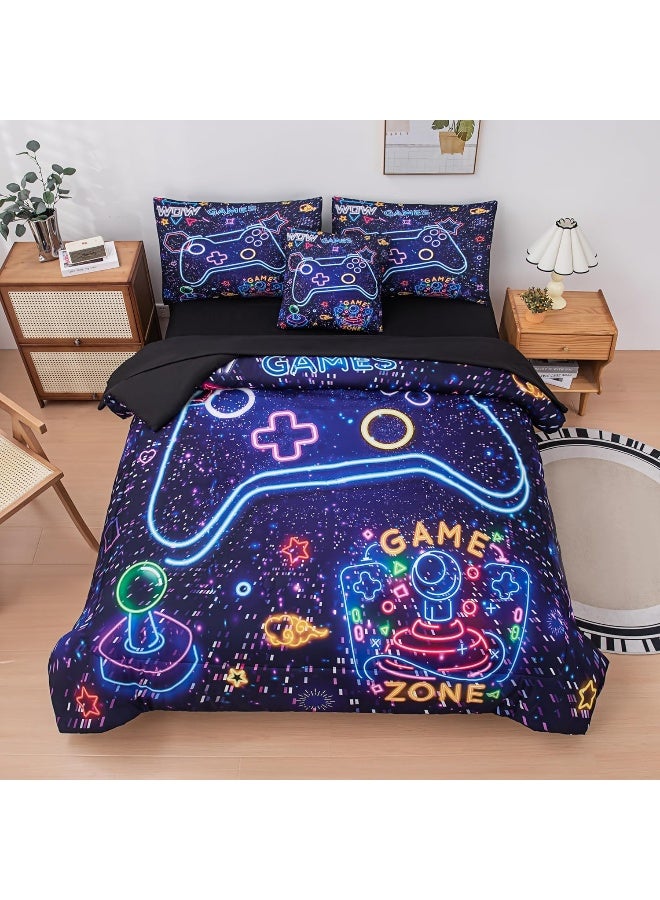 MWMWMW 6 pcs Boys Queen Comforter Set, Boys Bed in a Bag Queen Boys Queen Size Bedding Set, Gamer Bedding Set for Boys Kids - Image 1
